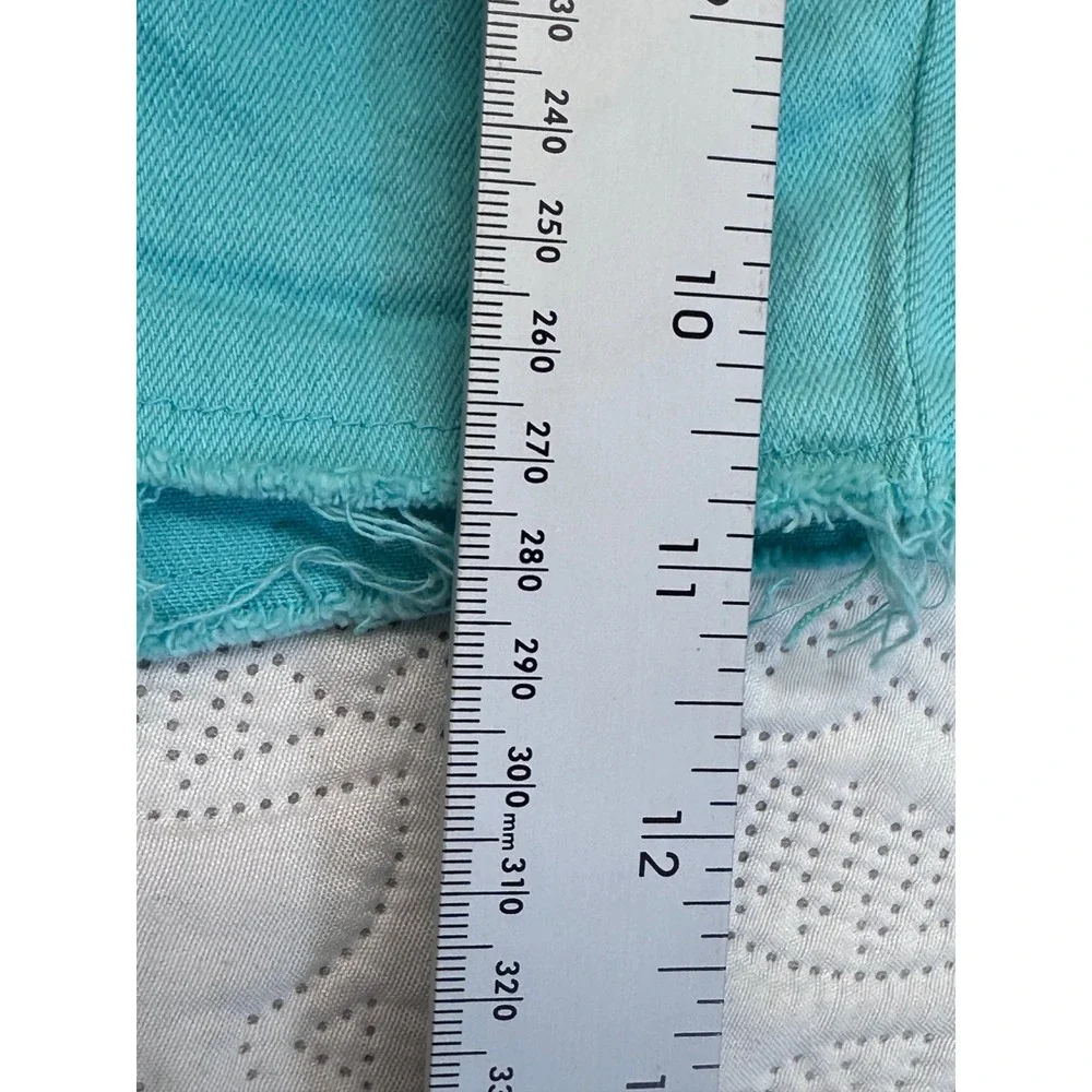 Dear John Jovrie Turquoise Blue Frayed Hem Denim Shorts Size 31